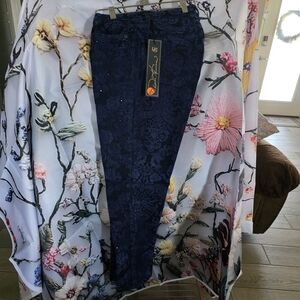 Floral Patterned Navy Pants